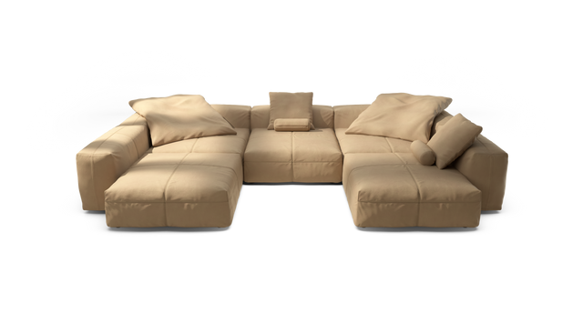 vetsak | Sofa Set 06 - Leather - Beige | Sofa Modulable | 6.5 Places | Grand Sofa | Sofa en U | Sofa d'angle
