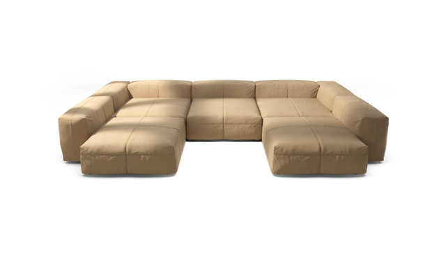 vetsak | Sofa Set 06 - Leather - Beige | Sofa Modulable | 6.5 Places | Grand Sofa | Sofa en U | Sofa d'angle