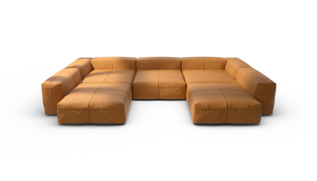 vetsak | Sofa Set 06 - Leather - Brown | Sofa Modulable | 6.5 Places | Grand Sofa | Sofa en U | Sofa d'angle