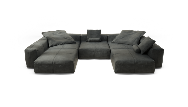 vetsak | Sofa Set 06 - Leather - Dark Grey | Sofa Modulable | 6.5 Places | Grand Sofa | Sofa en U | Sofa d'angle