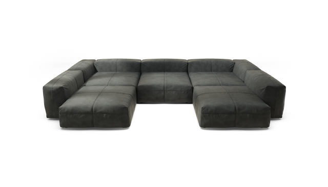 vetsak | Sofa Set 06 - Leather - Dark Grey | Sofa Modulable | 6.5 Places | Grand Sofa | Sofa en U | Sofa d'angle