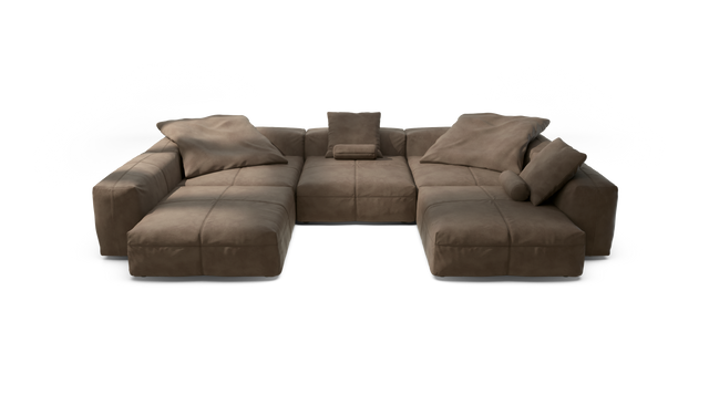 vetsak | Sofa Set 06 - Leather - Cacao | Sofa Modulable | 6.5 Places | Grand Sofa | Sofa en U | Sofa d'angle