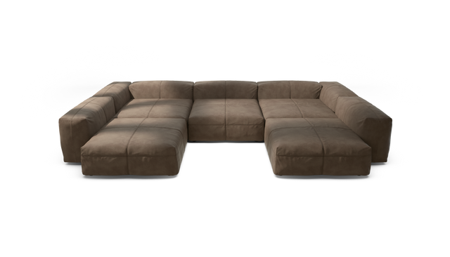 vetsak | Sofa Set 06 - Leather - Cacao | Sofa Modulable | 6.5 Places | Grand Sofa | Sofa en U | Sofa d'angle