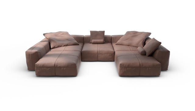 vetsak | Sofa Set 06 - Leather - Stone | Sofa Modulable | 6.5 Places | Grand Sofa | Sofa en U | Sofa d'angle