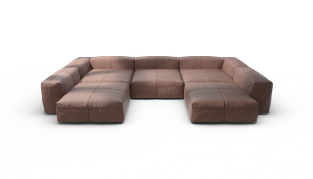 vetsak | Sofa Set 06 - Leather - Stone | Sofa Modulable | 6.5 Places | Grand Sofa | Sofa en U | Sofa d'angle
