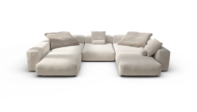 vetsak | Sofa Set 06 - Nub - Creme | Sofa Modulable | 6.5 Places | Grand Sofa | Sofa en U | Sofa d'angle