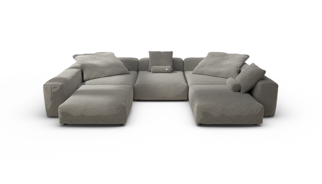 vetsak | Sofa Set 06 - Pebble - Platinum | Sofa Modulable | 6.5 Places | Grand Sofa | Sofa en U | Sofa d'angle