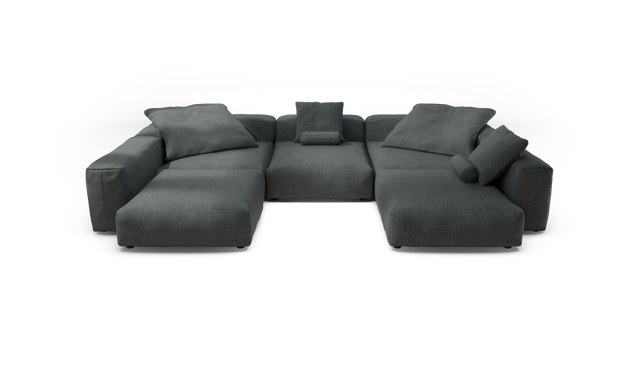 vetsak | Sofa Set 06 - Pique - Dark Grey | Modular Sofa | 6.5 Seater | Big Sofa | U-Shape | Corner Sofa