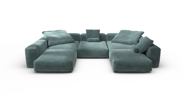 vetsak | Sofa Set 06 - Cord Velour - Mint | Sofa Modulable | 6.5 Places | Grand Sofa | Sofa en U | Sofa d'angle