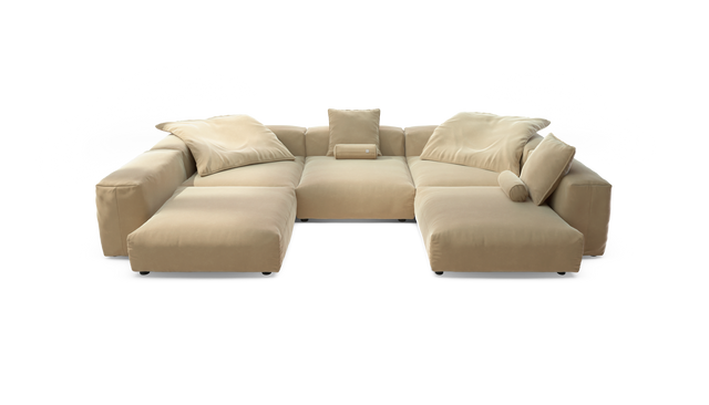vetsak | Sofa Set 06 - Suave - Creme | Sofa Modulable | 6.5 Places | Grand Sofa | Sofa en U | Sofa d'angle