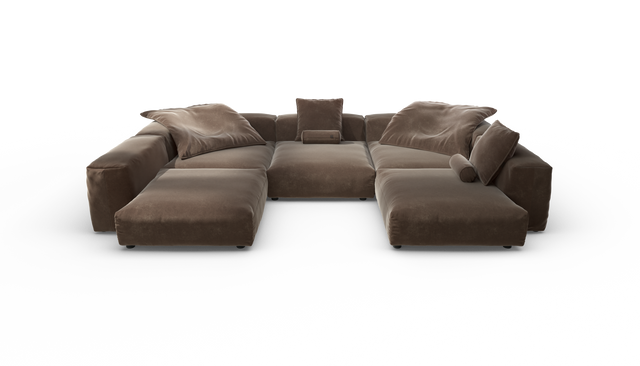 vetsak | Sofa Set 06 - Suave - Espresso | Sofa Modulable | 6.5 Places | Grand Sofa | Sofa en U | Sofa d'angle