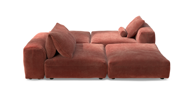vetsak | Sofa Set 08 - Daybed - Cord Velour - Brick | Sofa Modulable | 6 Places | Outdoor Island | Double méridienne