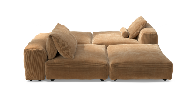 vetsak | Sofa Set 08 - Daybed - Cord Velour - Camel | Sofa Modulable | 6 Places | Outdoor Island | Double méridienne