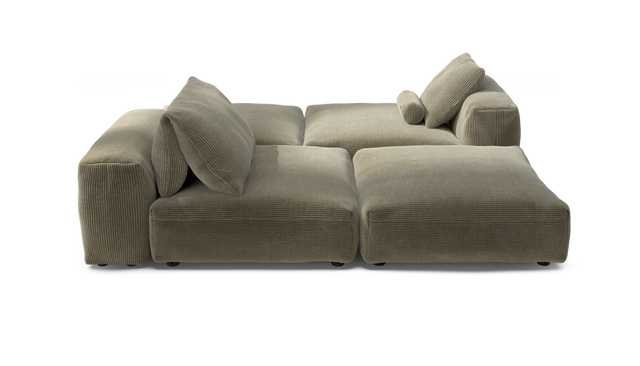 vetsak | Sofa Set 08 - Daybed - Cord Velour - Khaki | Sofa Modulable | 6 Places | Outdoor Island | Double méridienne