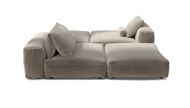 vetsak | Sofa Set 08 - Daybed - Cord Velour - Platinum | Sofa Modulable | 6 Places | Outdoor Island | Double méridienne