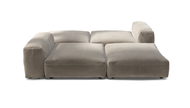 vetsak | Sofa Set 08 - Daybed - Cord Velour - Platinum | Sofa Modulable | 6 Places | Outdoor Island | Double méridienne