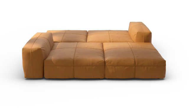 vetsak | Sofa Set 08 - Daybed - Leather - Brown | Sofa Modulable | 6 Places | Outdoor Island | Double méridienne