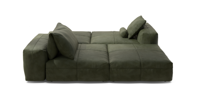 vetsak | Sofa Set 08 - Daybed - Leather - Olive | Sofa Modulable | 6 Places | Outdoor Island | Double méridienne