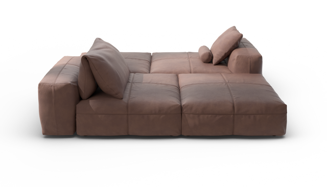 vetsak | Sofa Set 08 - Daybed - Leather - Stone | Sofa Modulable | 6 Places | Outdoor Island | Double méridienne