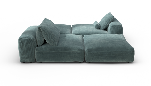 vetsak | Sofa Set 08 - Daybed - Cord Velour - Mint | Sofa Modulable | 6 Places | Outdoor Island | Double méridienne