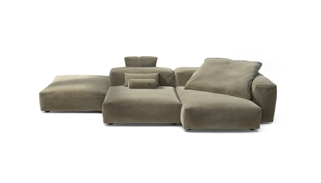 vetsak | Sofa Set 09 - The Island - Cord Velour - Khaki | Sofa Modulable | 7 Places | Sofa Island