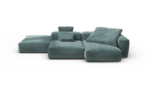 vetsak | Sofa Set 09 - The Island - Cord Velour - Mint | Sofa Modulable | 7 Places | Sofa Island