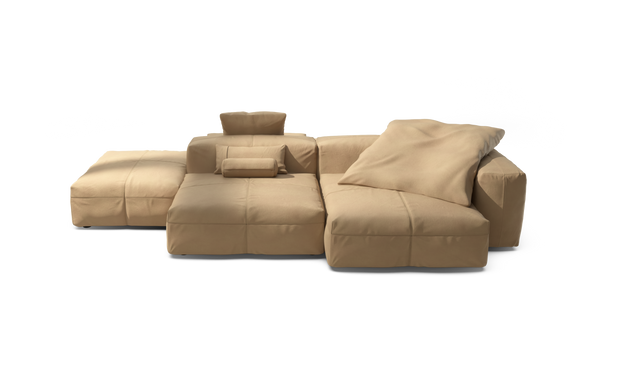 vetsak | Sofa Set 09 - The Island - Leather - Beige | Sofa Modulable | 7 Places | Sofa Island