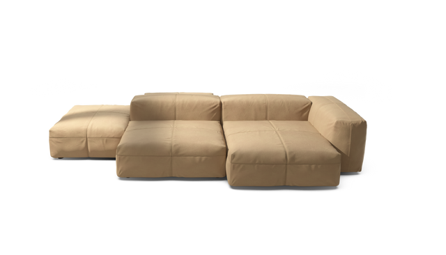 vetsak | Sofa Set 09 - The Island - Leather - Beige | Sofa Modulable | 7 Places | Sofa Island