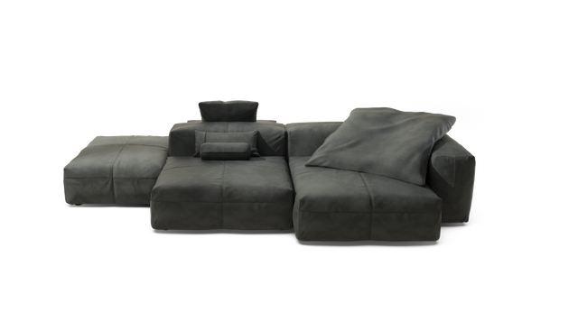 vetsak | Sofa Set 09 - The Island - Leather - Dark Grey | Sofa Modulable | 7 Places | Sofa Island