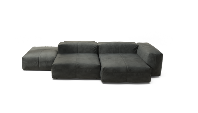 vetsak | Sofa Set 09 - The Island - Leather - Dark Grey | Sofa Modulable | 7 Places | Sofa Island