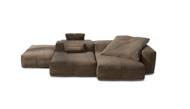 vetsak | Sofa Set 09 - The Island - Leather - Cacao | Sofa Modulable | 7 Places | Sofa Island