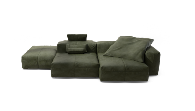 vetsak | Sofa Set 09 - The Island - Leather - Olive | Sofa Modulable | 7 Places | Sofa Island