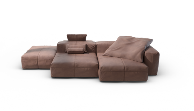 vetsak | Sofa Set 09 - The Island - Leather - Stone | Sofa Modulable | 7 Places | Sofa Island