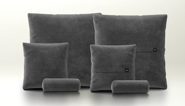 pillow set 3 - cord velour - dark grey