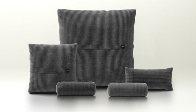 pillow set 4 - cord velour - dark grey