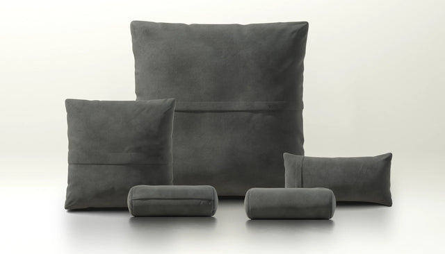 pillow set 4 - leather - dark grey