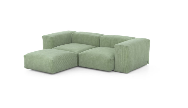 Preset three module chaise sofa - cord velours - duck egg - 230cm x 199cm