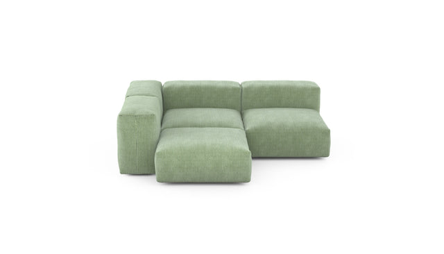 Preset three module corner sofa - cord velours - duck egg - 199cm x 199cm