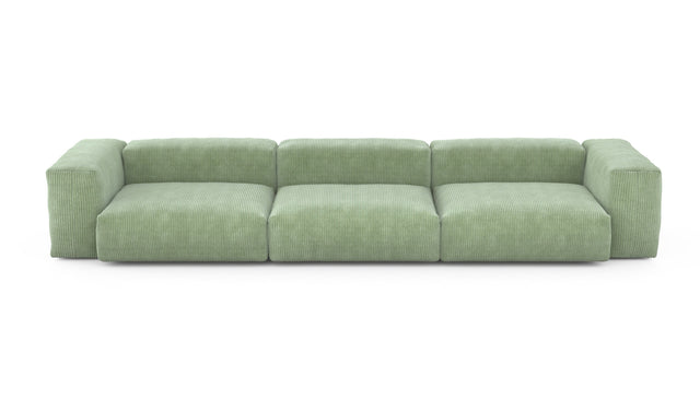 Preset three module sofa - cord velours - duck egg - 377cm x 115cm