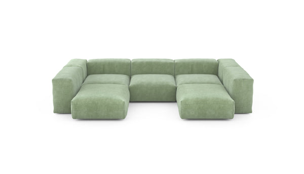 Preset u-shape sofa - cord velours - duck egg - 314cm x 220cm