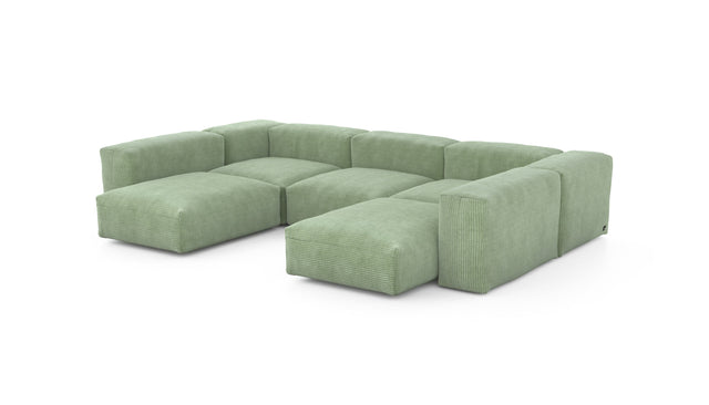 Preset u-shape sofa - cord velours - duck egg - 314cm x 220cm