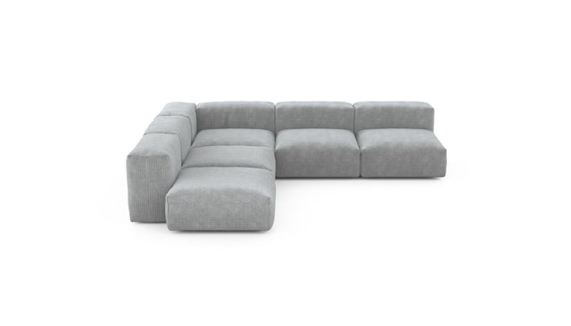 Preset five module corner sofa - cord velours - light grey - 283cm x 283cm