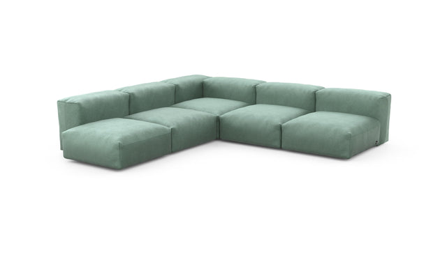 Preset five module corner sofa - velvet - mint - 283cm x 283cm