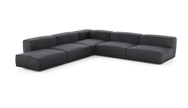 Preset five module corner sofa - leather - dark grey - 325cm x 325cm