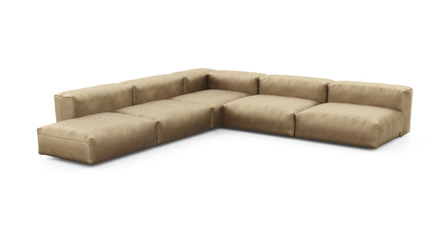 Preset five module corner sofa - velvet - caramel - 325cm x 325cm