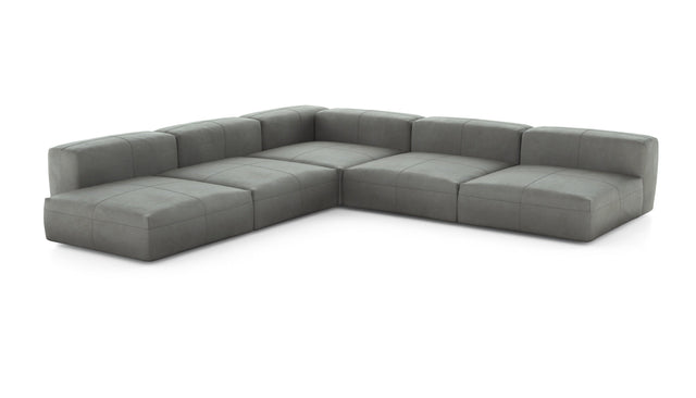 Preset five module corner sofa - leather - light grey - 346cm x 346cm