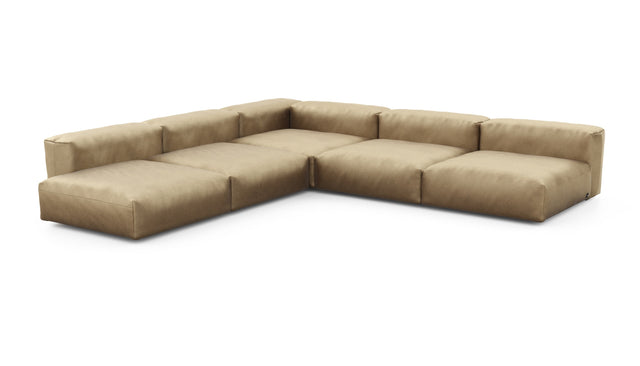 Preset five module corner sofa - velvet - caramel - 346cm x 346cm