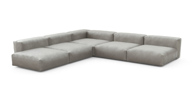 Preset five module corner sofa - velvet - light grey - 346cm x 346cm