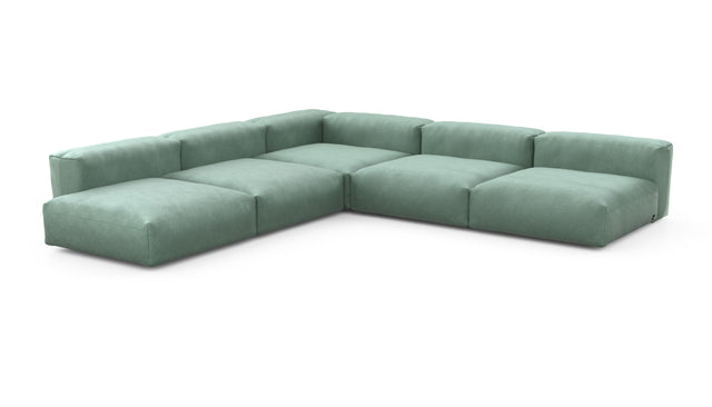 Preset five module corner sofa - velvet - mint - 346cm x 346cm