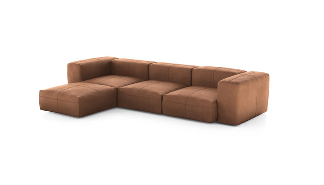 Preset four module chaise sofa - leather - brown - 314cm x 199cm